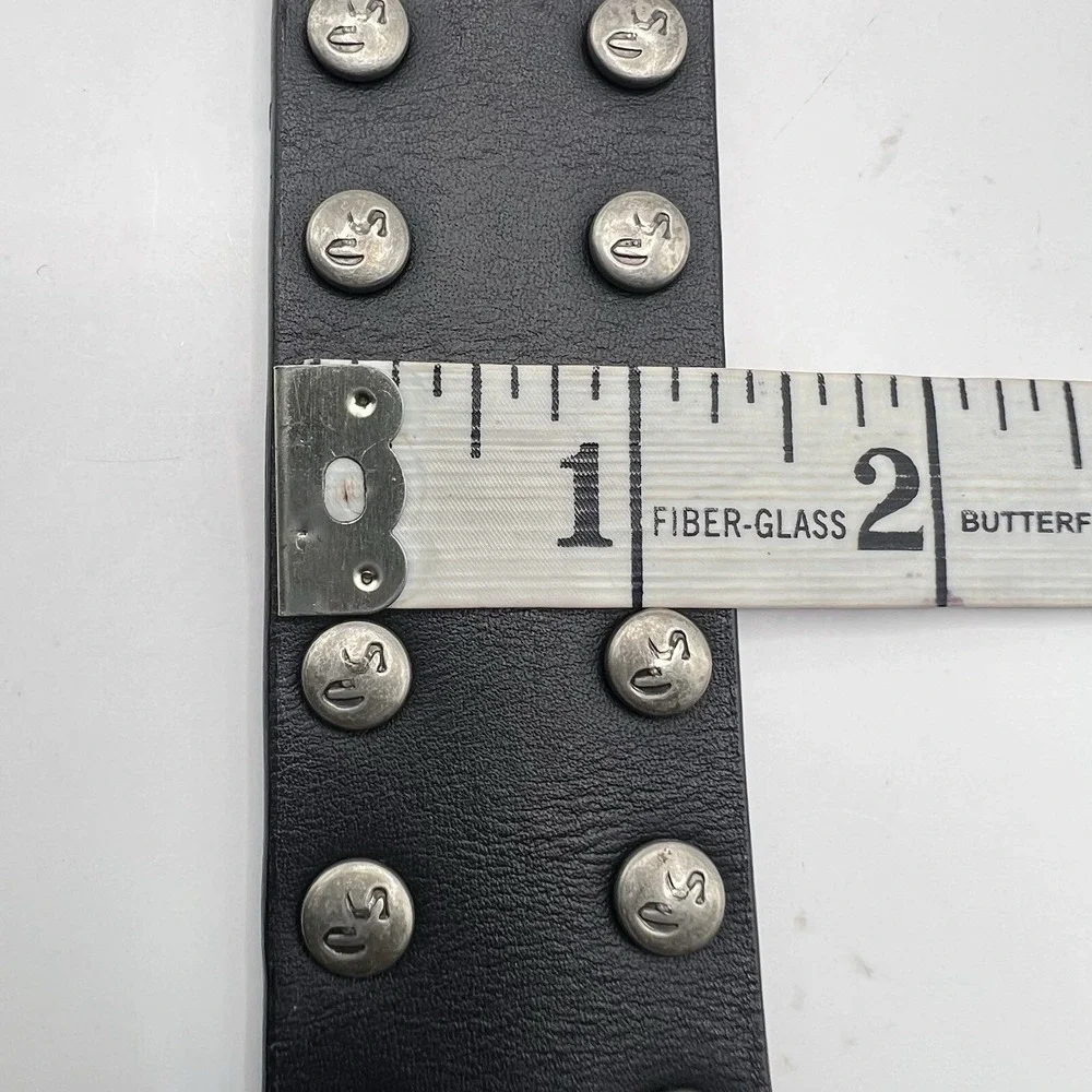 Y2K Sergio Valente Studded Leather Belt Unisex M (29-33) Black Biker Western